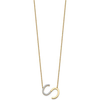 14K Yellow Gold Sideways Diamond Initial 'S' Necklace - 0.12 Carat Total Diamond Weight by Oro Pregiato
