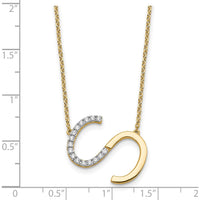 14K Yellow Gold Sideways Diamond Initial 'S' Necklace - 0.12 Carat Total Diamond Weight by Oro Pregiato