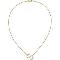 14K Yellow Gold Sideways Diamond Initial 'S' Necklace - 0.12 Carat Total Diamond Weight by Oro Pregiato