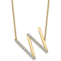 14K Yellow Gold Sideways Diamond Initial W Necklace - 0.20 Carat Total Diamond Weight by Oro Pregiato