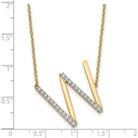 14K Yellow Gold Sideways Diamond Initial W Necklace - 0.20 Carat Total Diamond Weight by Oro Pregiato