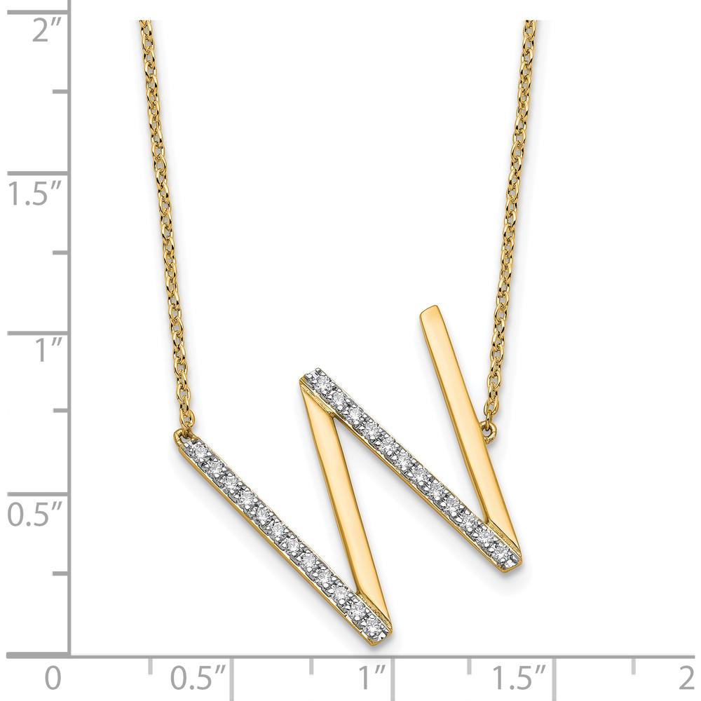 14K Yellow Gold Sideways Diamond Initial W Necklace - 0.20 Carat Total Diamond Weight by Oro Pregiato
