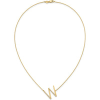 14K Yellow Gold Sideways Diamond Initial W Necklace - 0.20 Carat Total Diamond Weight by Oro Pregiato
