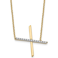 14K Yellow Gold Sideways Diamond Initial X Pendant Necklace - Personalized Gift by Oro Pregiato