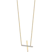14K Yellow Gold Sideways Diamond Initial X Pendant Necklace - Personalized Gift by Oro Pregiato