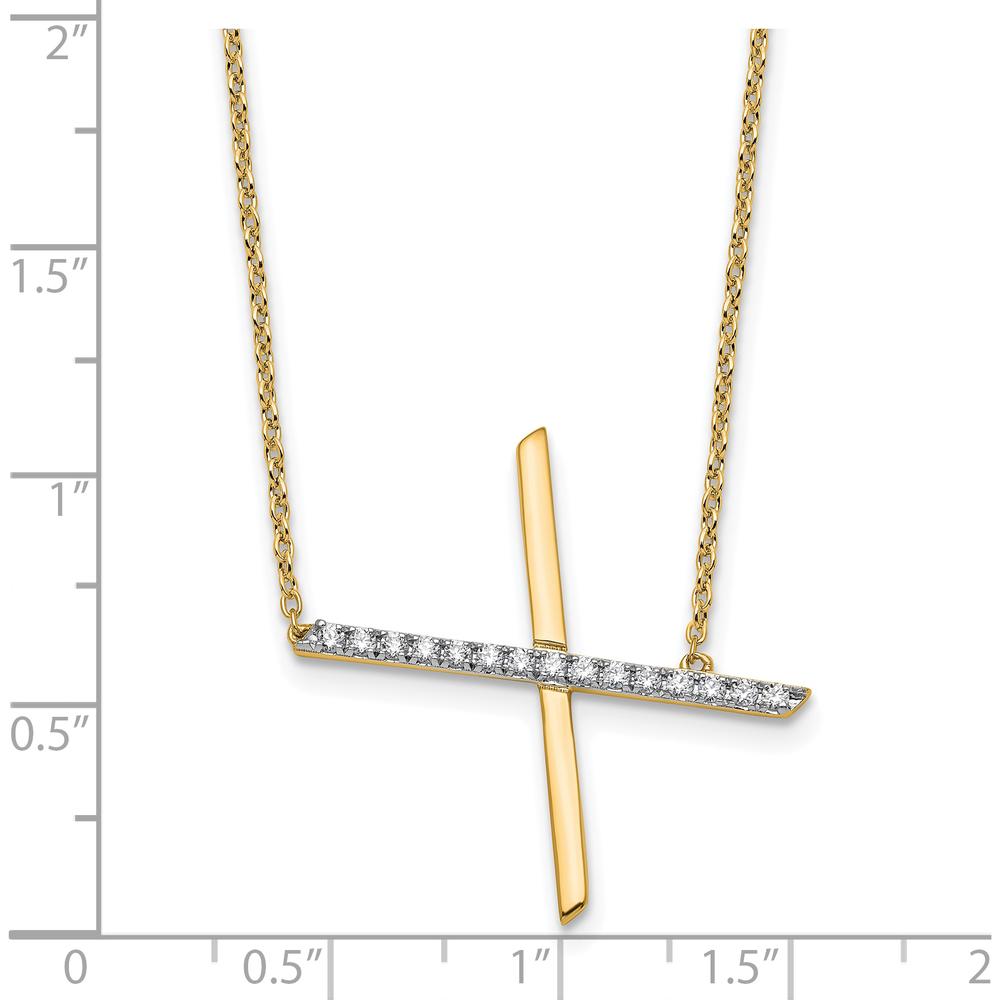 14K Yellow Gold Sideways Diamond Initial X Pendant Necklace - Personalized Gift by Oro Pregiato