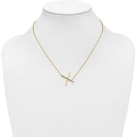 14K Yellow Gold Sideways Diamond Initial X Pendant Necklace - Personalized Gift by Oro Pregiato
