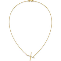 14K Yellow Gold Sideways Diamond Initial X Pendant Necklace - Personalized Gift by Oro Pregiato