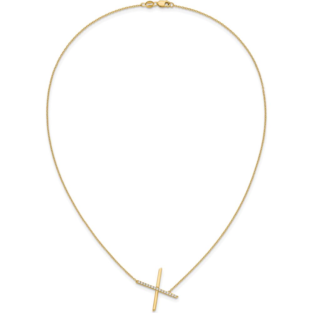 14K Yellow Gold Sideways Diamond Initial X Pendant Necklace - Personalized Gift by Oro Pregiato