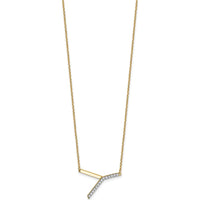 14K Yellow Gold Sideways Diamond Initial Y Necklace - Personalized Pendant with Sparkling Diamonds by Oro Pregiato