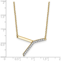 14K Yellow Gold Sideways Diamond Initial Y Necklace - Personalized Pendant with Sparkling Diamonds by Oro Pregiato