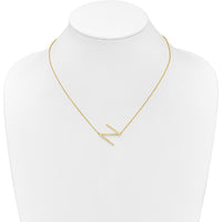 14K Yellow Gold Sideways Diamond "N" Initial Pendant Necklace - 0.15 Carat Total Diamond Weight by Oro Pregiato