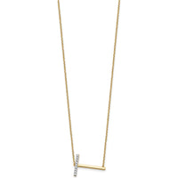 14K Yellow Gold Sideways "T" Diamond Pendant Necklace - 0.20 Carat Total Diamond Weight by Oro Pregiato
