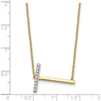 14K Yellow Gold Sideways "T" Diamond Pendant Necklace - 0.20 Carat Total Diamond Weight by Oro Pregiato