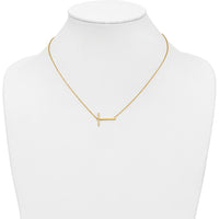 14K Yellow Gold Sideways "T" Diamond Pendant Necklace - 0.20 Carat Total Diamond Weight by Oro Pregiato