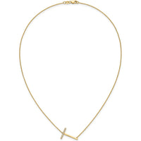 14K Yellow Gold Sideways "T" Diamond Pendant Necklace - 0.20 Carat Total Diamond Weight by Oro Pregiato