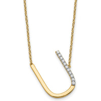 14K Yellow Gold Sideways "U" Diamond Pendant Necklace - 0.10 Carat Total Diamond Weight by Oro Pregiato