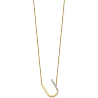 14K Yellow Gold Sideways "U" Diamond Pendant Necklace - 0.10 Carat Total Diamond Weight by Oro Pregiato