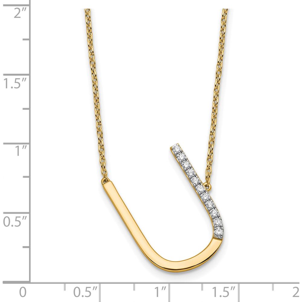 14K Yellow Gold Sideways "U" Diamond Pendant Necklace - 0.10 Carat Total Diamond Weight by Oro Pregiato