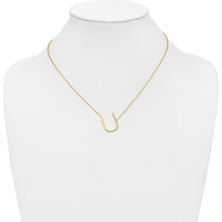 14K Yellow Gold Sideways "U" Diamond Pendant Necklace - 0.10 Carat Total Diamond Weight by Oro Pregiato