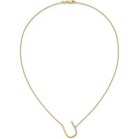 14K Yellow Gold Sideways "U" Diamond Pendant Necklace - 0.10 Carat Total Diamond Weight by Oro Pregiato