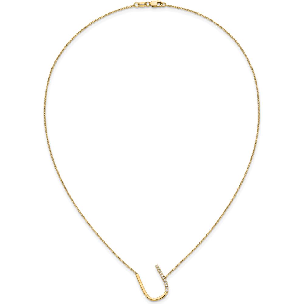 14K Yellow Gold Sideways "U" Diamond Pendant Necklace - 0.10 Carat Total Diamond Weight by Oro Pregiato