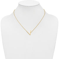 14K Yellow Gold Sideways V Pendant Necklace with Diamonds - Personalized Initial V Design by Oro Pregiato