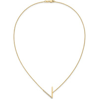 14K Yellow Gold Sideways V Pendant Necklace with Diamonds - Personalized Initial V Design by Oro Pregiato