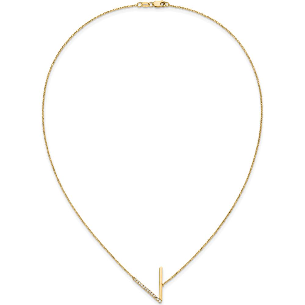 14K Yellow Gold Sideways V Pendant Necklace with Diamonds - Personalized Initial V Design by Oro Pregiato