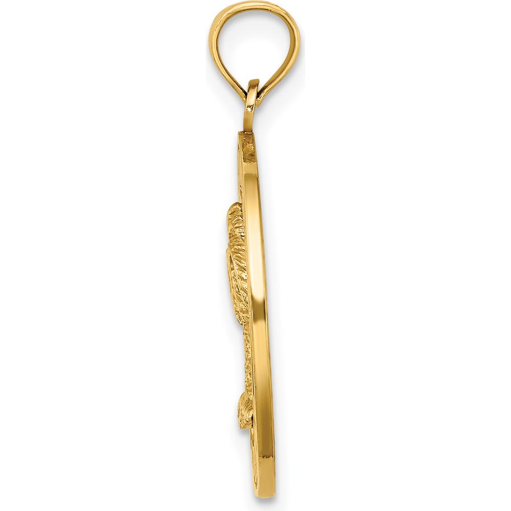 14K Yellow Gold Siesta Key Florida Palm Tree Circle Pendant by Oro Pregiato