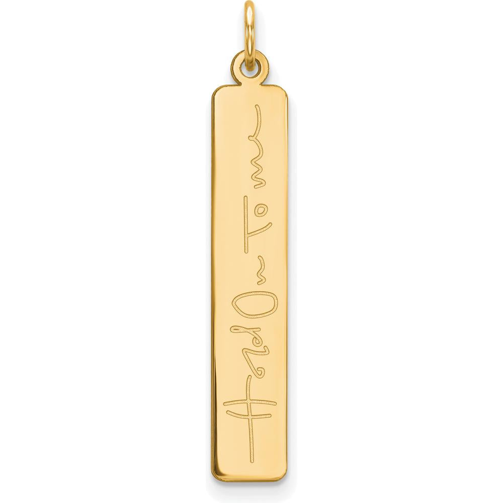 14K Yellow Gold Signature Bar Pendant - Customizable Personal Message by Oro Pregiato