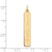 14K Yellow Gold Signature Bar Pendant - Customizable Personal Message by Oro Pregiato