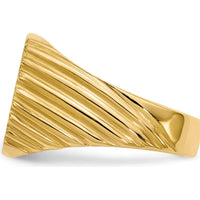 14K Yellow Gold Signet Ring for Men - Polished & Brushed Finish, Engravable, 13.5x13.5mm by 0