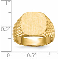 14K Yellow Gold Signet Ring for Men - Polished & Brushed Finish, Engravable, 13.5x13.5mm by 0