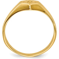 14K Yellow Gold Signet Ring Mounting with .02 Carat Diamond - Polished & Brushed Finish by 0