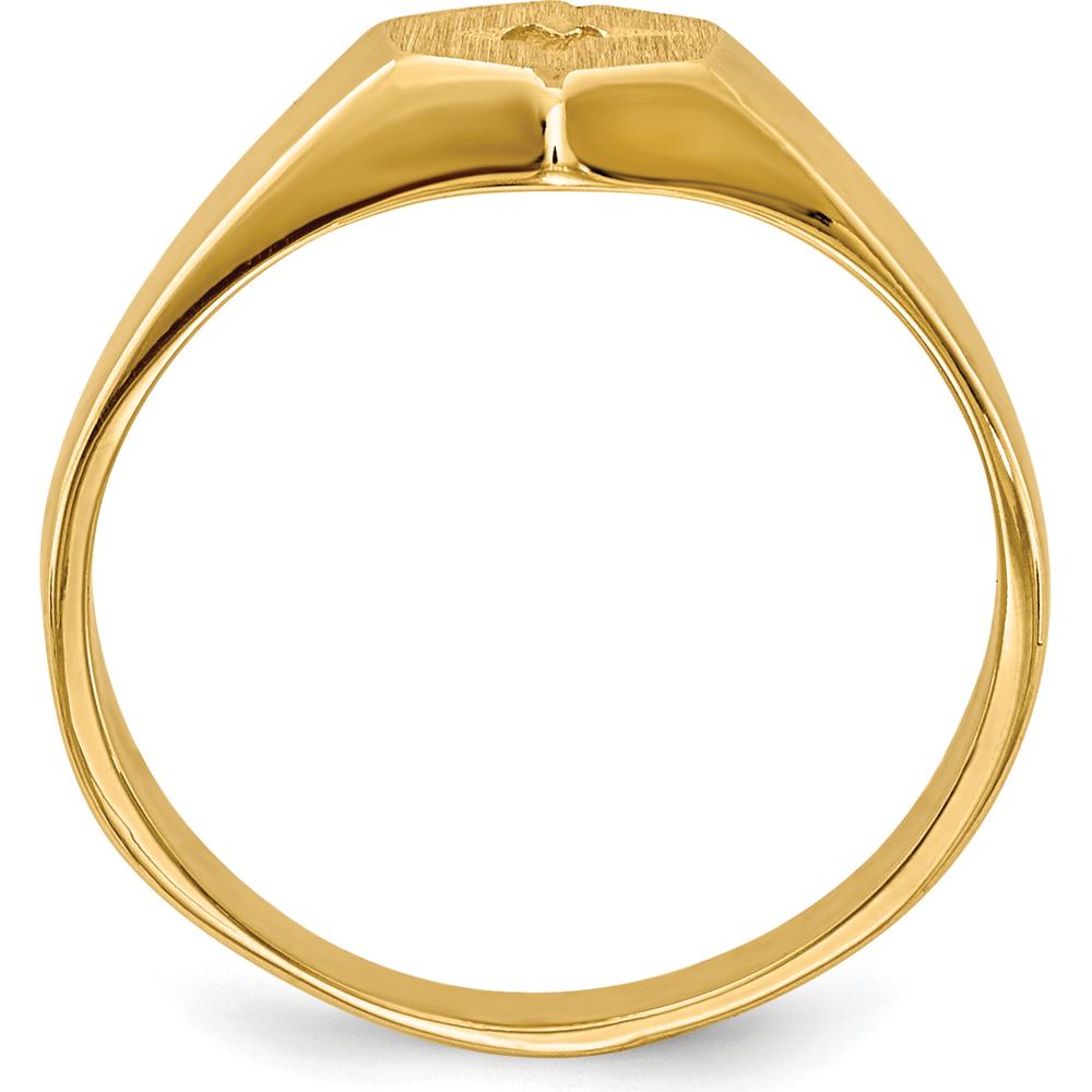 14K Yellow Gold Signet Ring Mounting with .02 Carat Diamond - Polished & Brushed Finish by 0