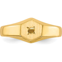 14K Yellow Gold Signet Ring Mounting with .02 Carat Diamond - Polished & Brushed Finish by 0