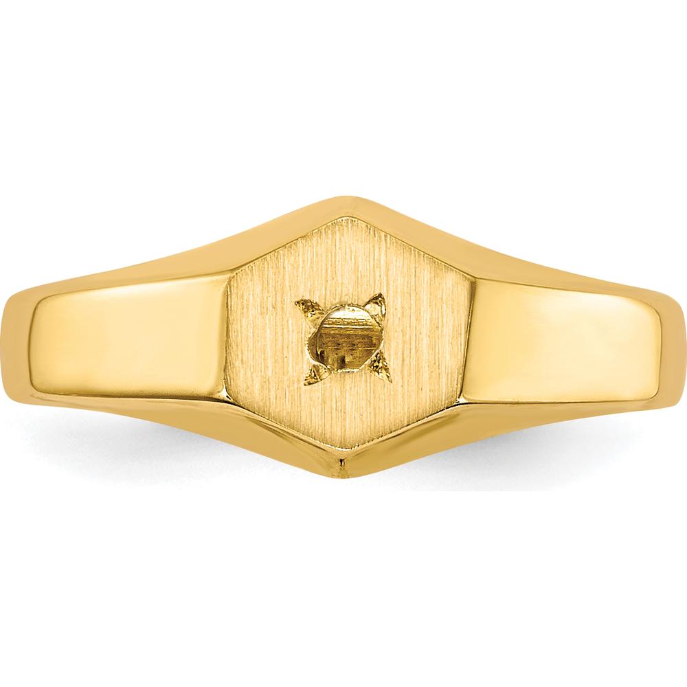 14K Yellow Gold Signet Ring Mounting with .02 Carat Diamond - Polished & Brushed Finish by 0