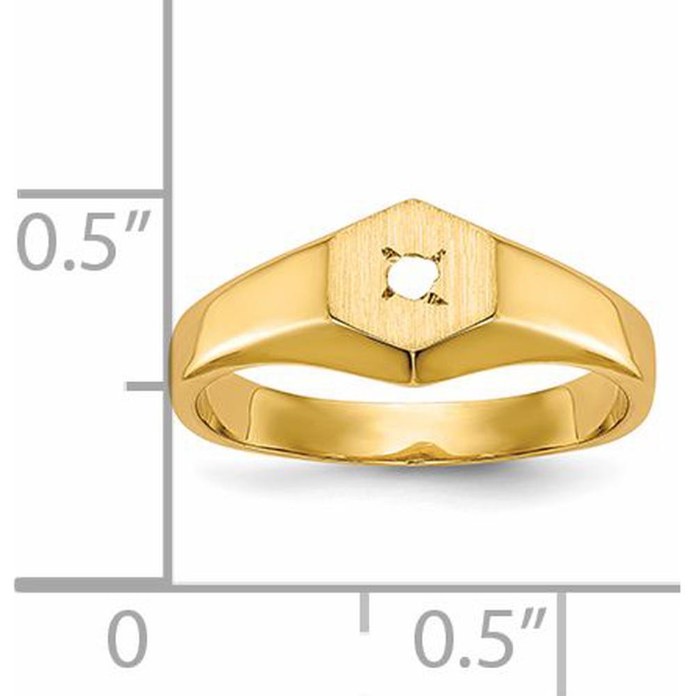 14K Yellow Gold Signet Ring Mounting with .02 Carat Diamond - Polished & Brushed Finish by 0
