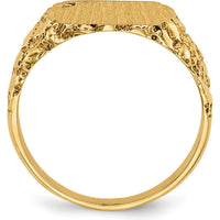 14K Yellow Gold Signet Ring Mounting with Brushed Satin Finish - 11.5mm x 10.0mm Top by 0