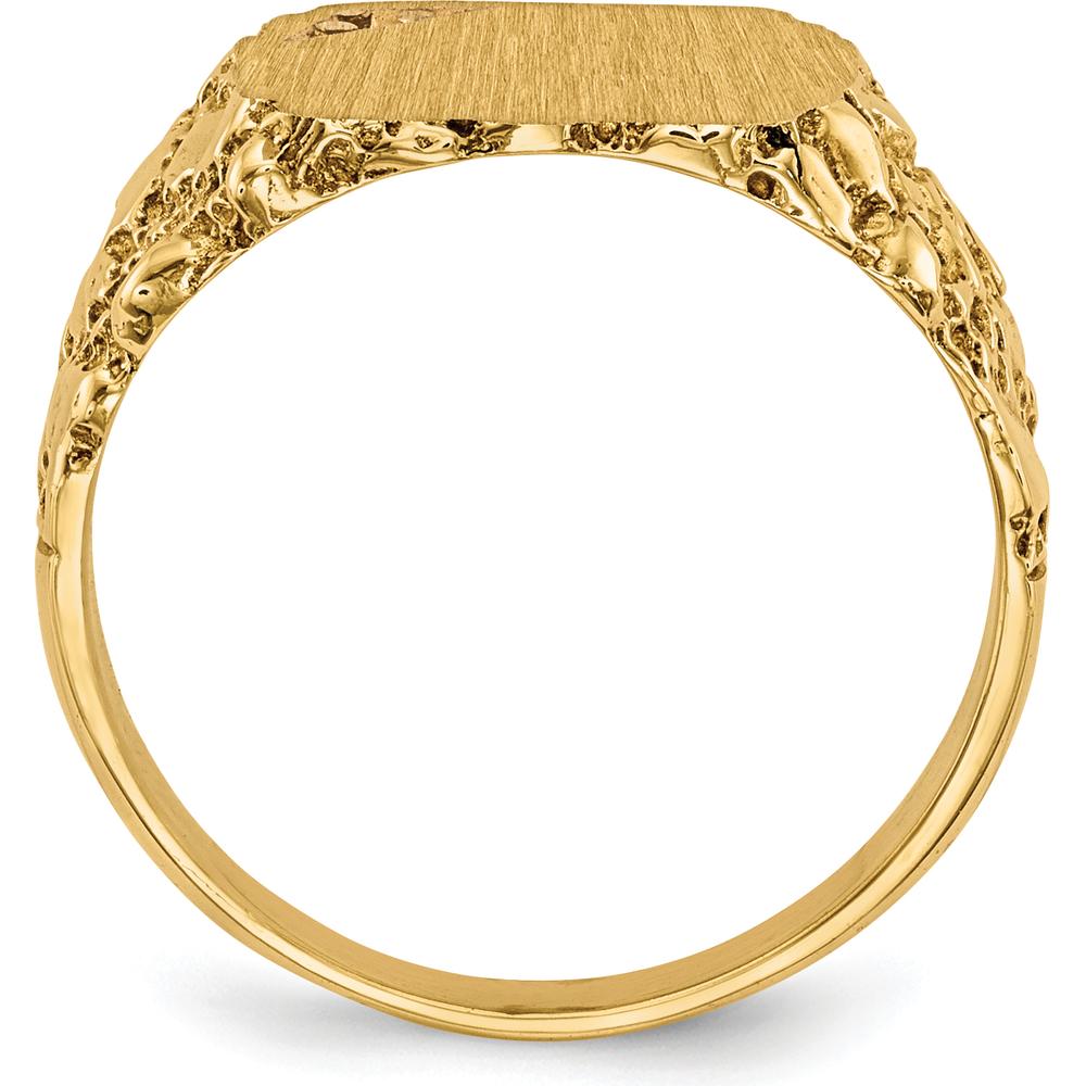 14K Yellow Gold Signet Ring Mounting with Brushed Satin Finish - 11.5mm x 10.0mm Top by 0