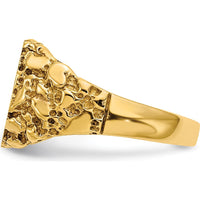 14K Yellow Gold Signet Ring Mounting with Brushed Satin Finish - 11.5mm x 10.0mm Top by 0