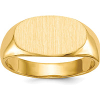 14K Yellow Gold Signet Ring with Brushed and Polished Satin Finish - Engravable, Unisex Design by 0
