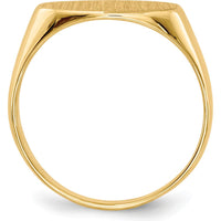 14K Yellow Gold Signet Ring with Brushed and Polished Satin Finish - Engravable, Unisex Design by 0