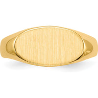 14K Yellow Gold Signet Ring with Brushed and Polished Satin Finish - Engravable, Unisex Design by 0