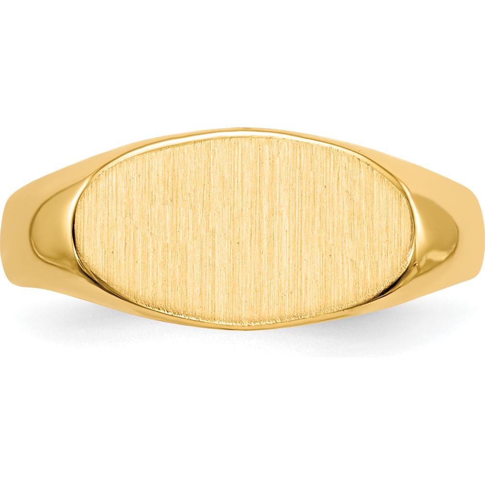 14K Yellow Gold Signet Ring with Brushed and Polished Satin Finish - Engravable, Unisex Design by 0