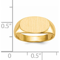 14K Yellow Gold Signet Ring with Brushed and Polished Satin Finish - Engravable, Unisex Design by 0