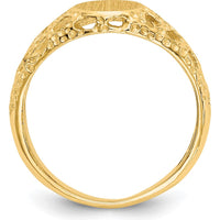14K Yellow Gold Signet Ring with Engravable Flat Face and Tapered Band by Oro Pregiato