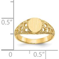 14K Yellow Gold Signet Ring with Engravable Flat Face and Tapered Band by Oro Pregiato