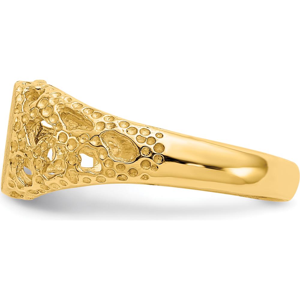 14K Yellow Gold Signet Ring with Engravable Flat Face and Tapered Band by Oro Pregiato